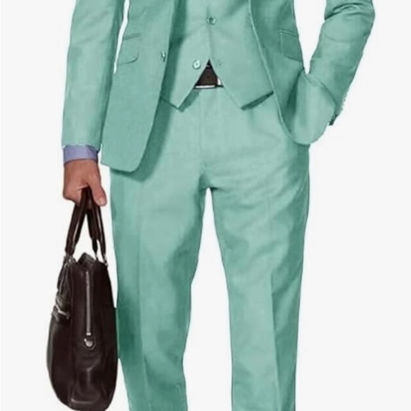 NWT Wehilion 4 Piece Suit Jacket Vest Pants with Tie, 2 Button Tuxedo Set sz 3XL - Picture 2 of 10